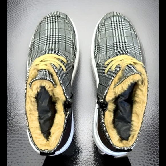 Plaid Black Yellow Fur Boot Zip-Up & Lace Romika Helsinki 02 Sz40 8-8.5 Sneakers - Picture 15 of 16